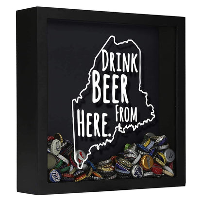 Maine Drink Beer From Here Beer Cap Shadow Box