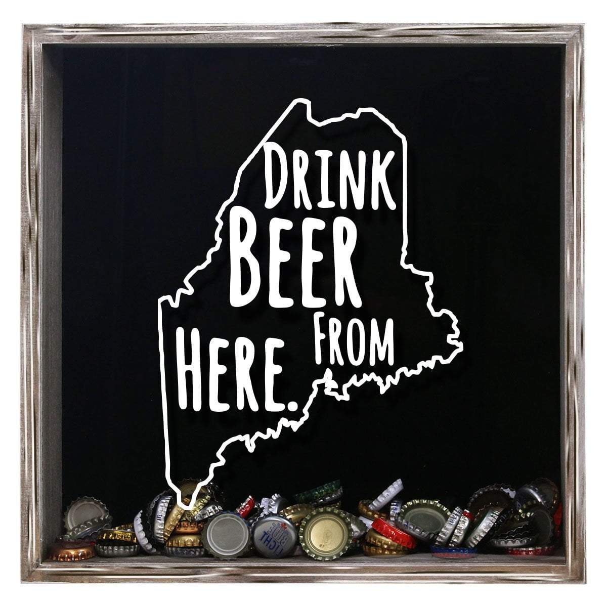 Maine Drink Beer From Here Beer Cap Shadow Box