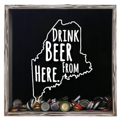 Maine Drink Beer From Here Beer Cap Shadow Box