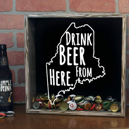 Maine Drink Beer From Here Beer Cap Shadow Box