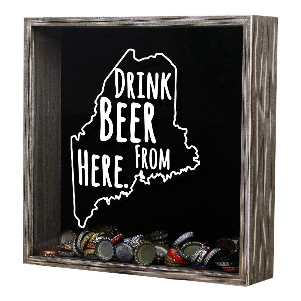 Maine Drink Beer From Here Beer Cap Shadow Box