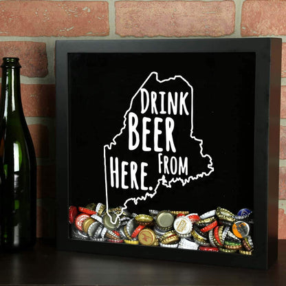 Maine Drink Beer From Here Beer Cap Shadow Box