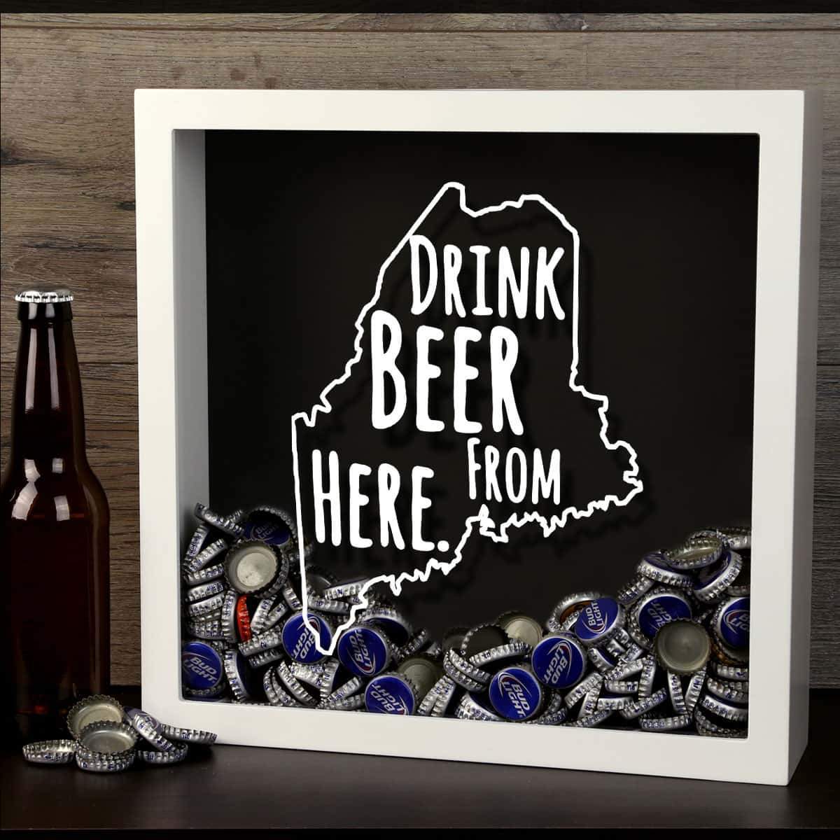 Maine Drink Beer From Here Beer Cap Shadow Box