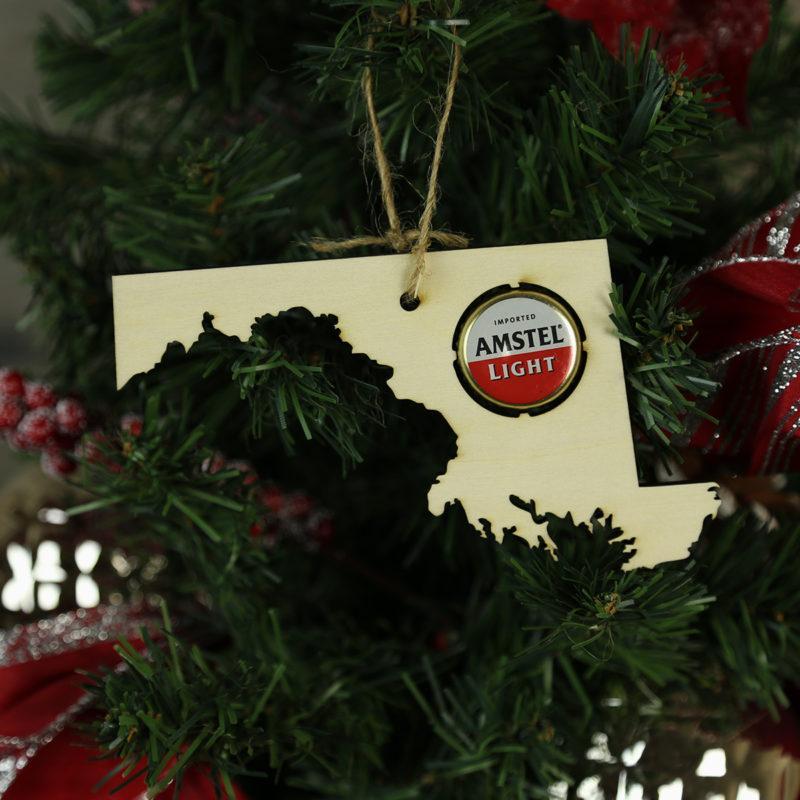 Maryland Beer Cap Map Ornaments