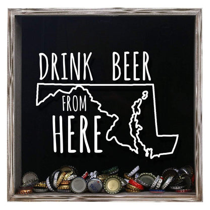 Maryland Drink Beer From Here Beer Cap Shadow Box