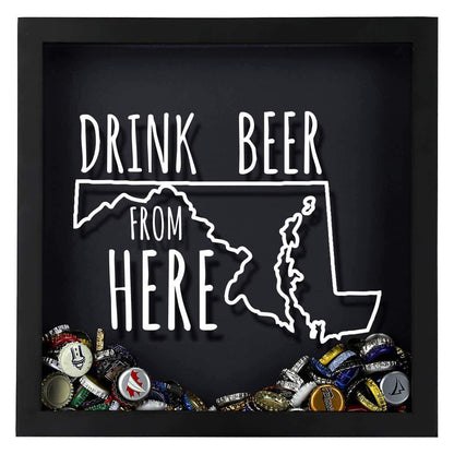 Maryland Drink Beer From Here Beer Cap Shadow Box