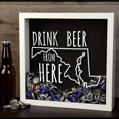 Maryland Drink Beer From Here Beer Cap Shadow Box