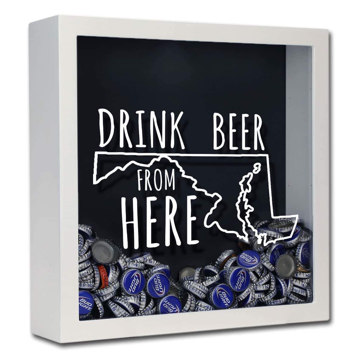 Maryland Drink Beer From Here Beer Cap Shadow Box