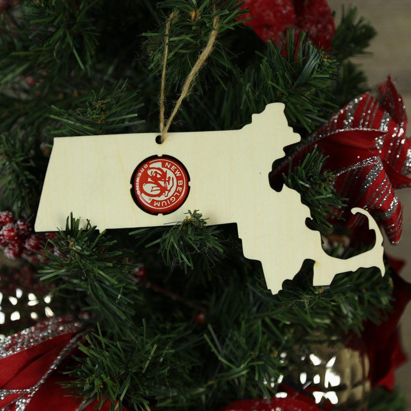 Massachusetts Beer Cap Map Ornaments