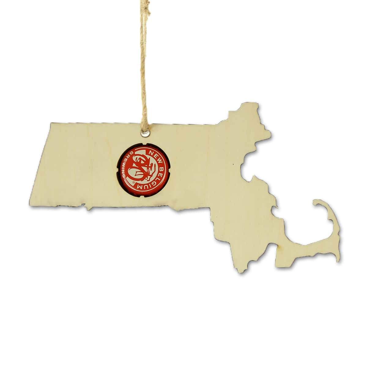 Massachusetts Beer Cap Map Ornaments