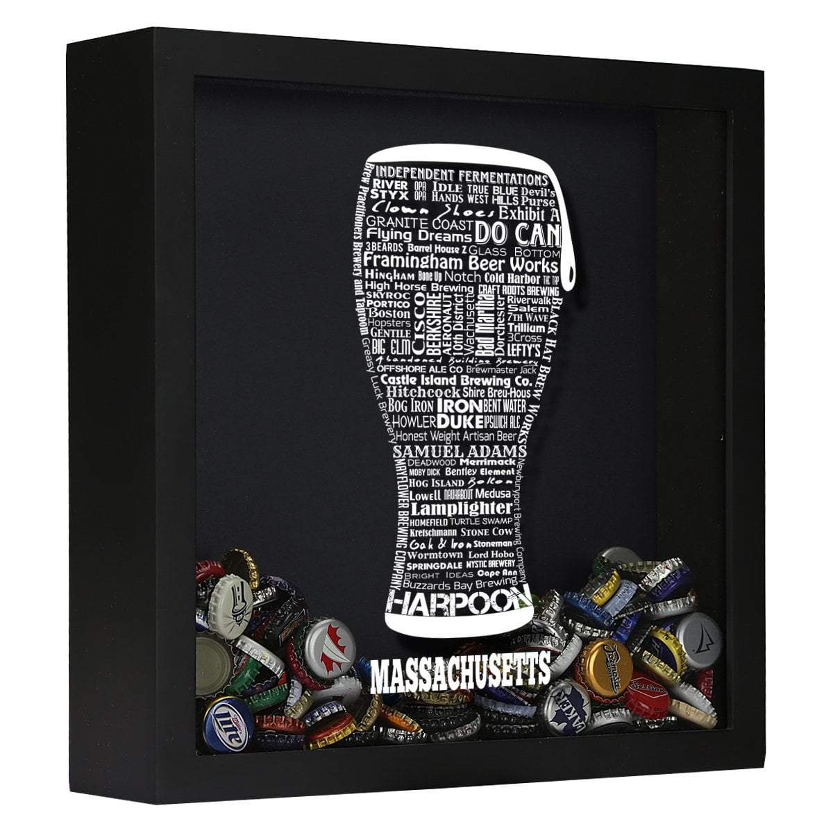 Massachusetts Beer Typography Shadow Box
