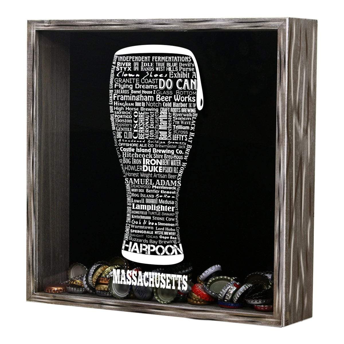 Massachusetts Beer Typography Shadow Box