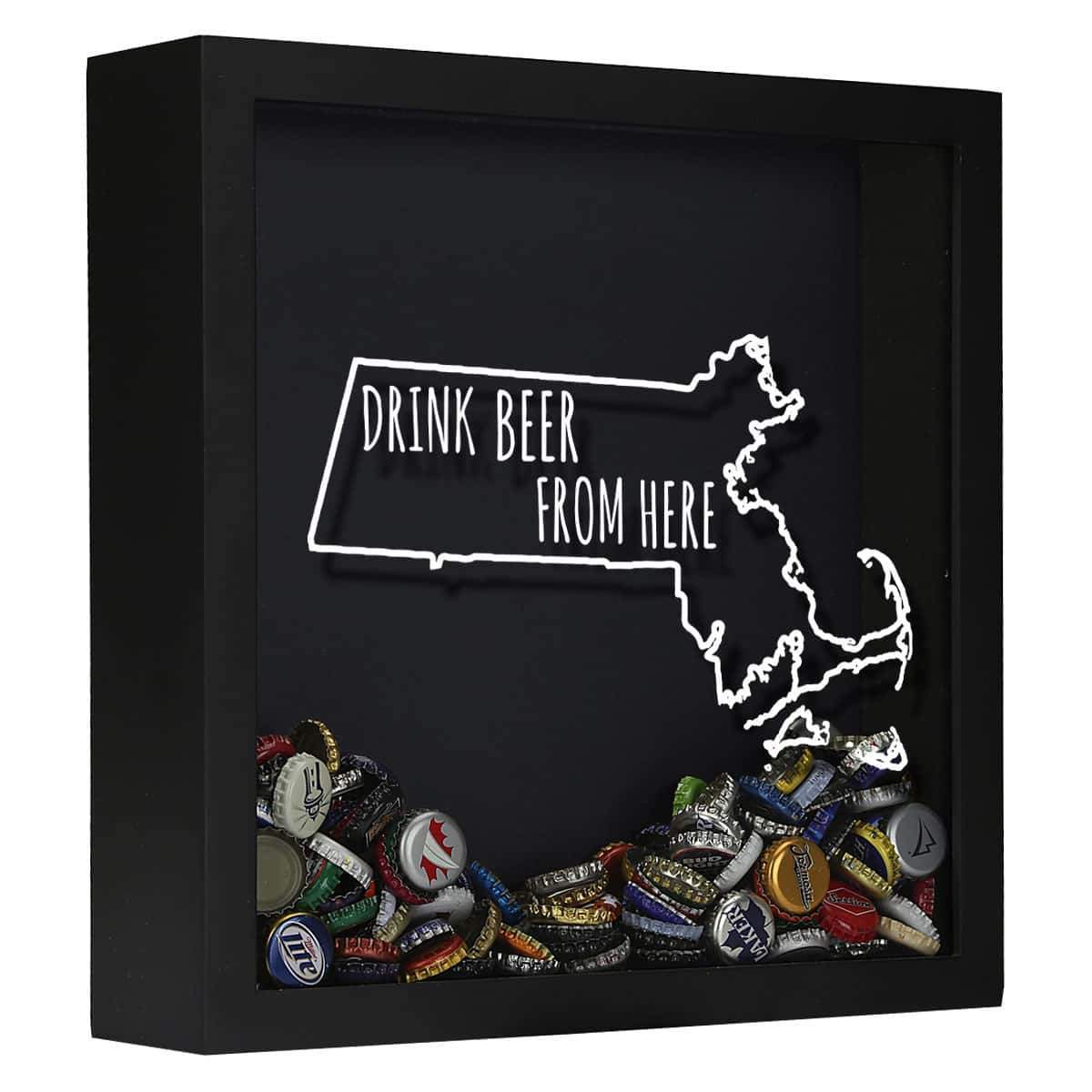 Massachusetts Drink Beer From Here Beer Cap Shadow Box