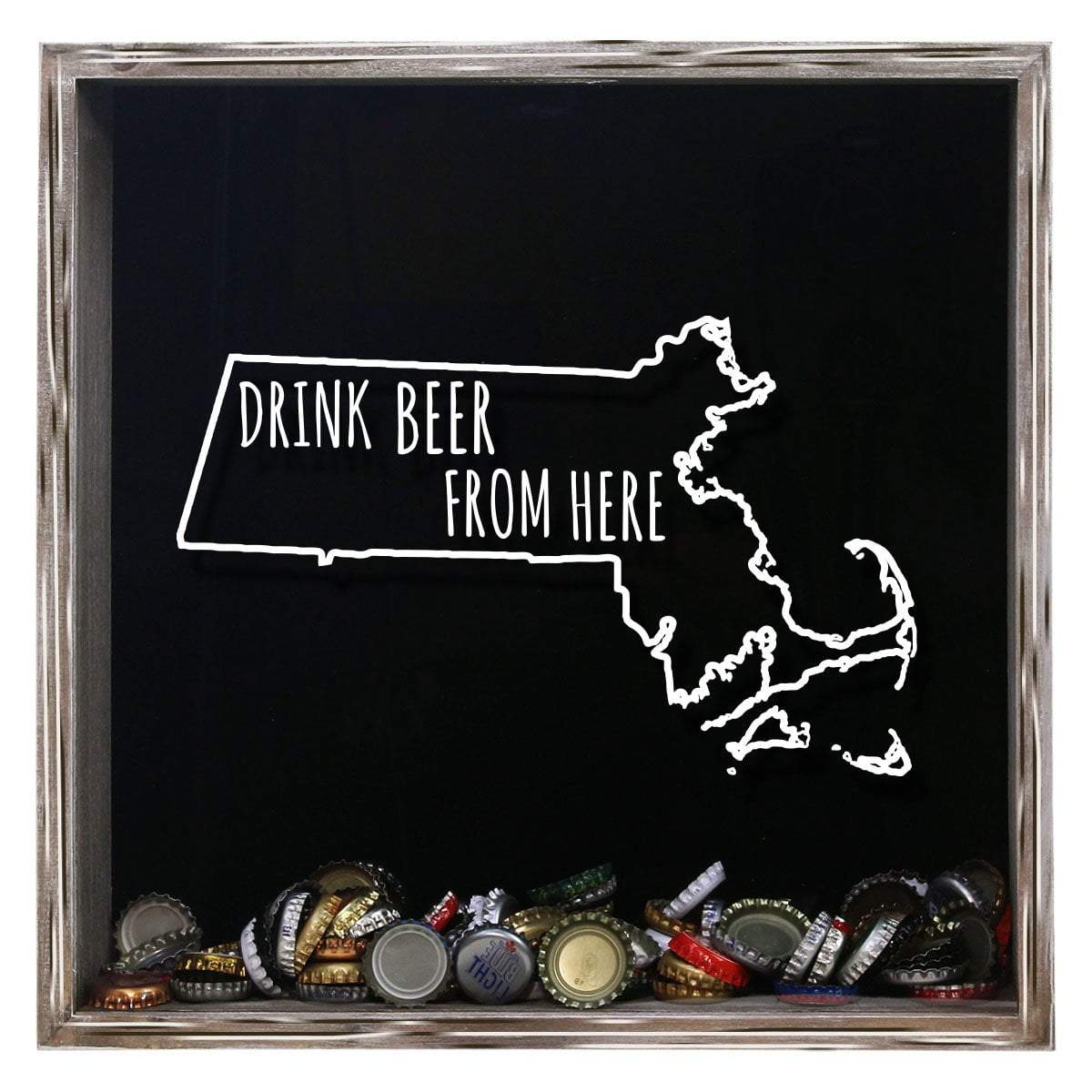 Massachusetts Drink Beer From Here Beer Cap Shadow Box