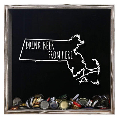 Massachusetts Drink Beer From Here Beer Cap Shadow Box