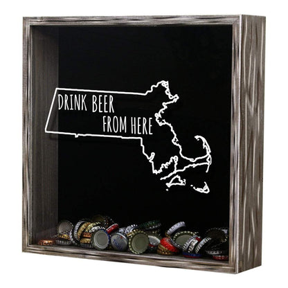 Massachusetts Drink Beer From Here Beer Cap Shadow Box