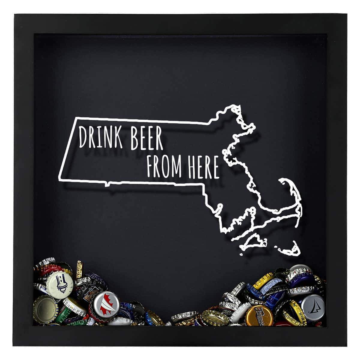 Massachusetts Drink Beer From Here Beer Cap Shadow Box