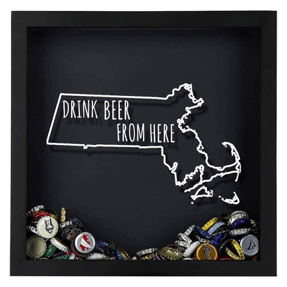 Massachusetts Drink Beer From Here Beer Cap Shadow Box