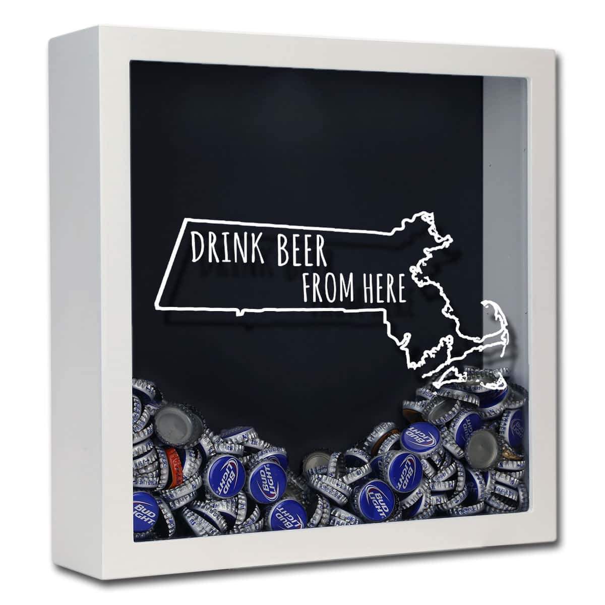 Massachusetts Drink Beer From Here Beer Cap Shadow Box