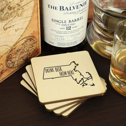 Massachusetts Drink Beer From Here Coasters