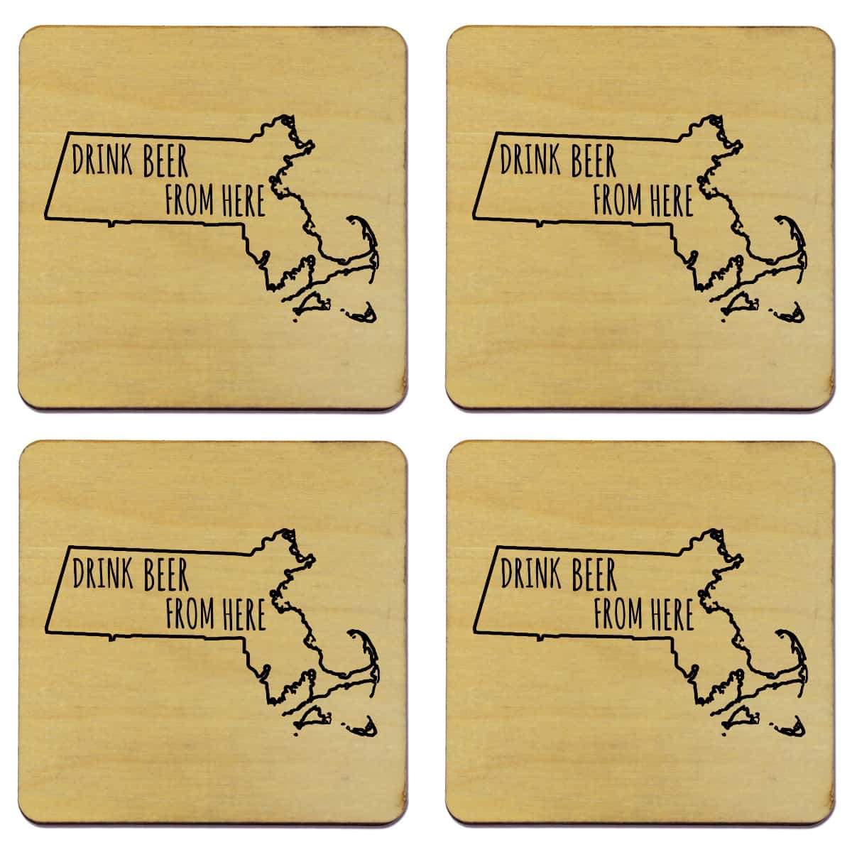 Massachusetts Drink Beer From Here Coasters