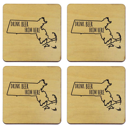 Massachusetts Drink Beer From Here Coasters
