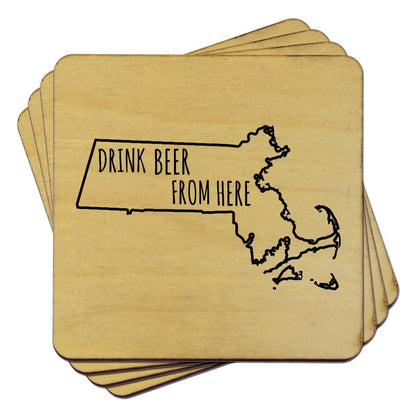 Massachusetts Drink Beer From Here Coasters
