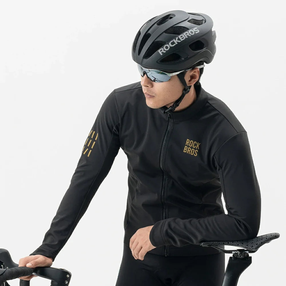 Men's Winter Cycling Jacket Windproof Thermal Fleece for 41–59°F