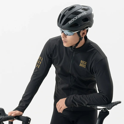 Men's Winter Cycling Jacket Windproof Thermal Fleece for 41–59°F