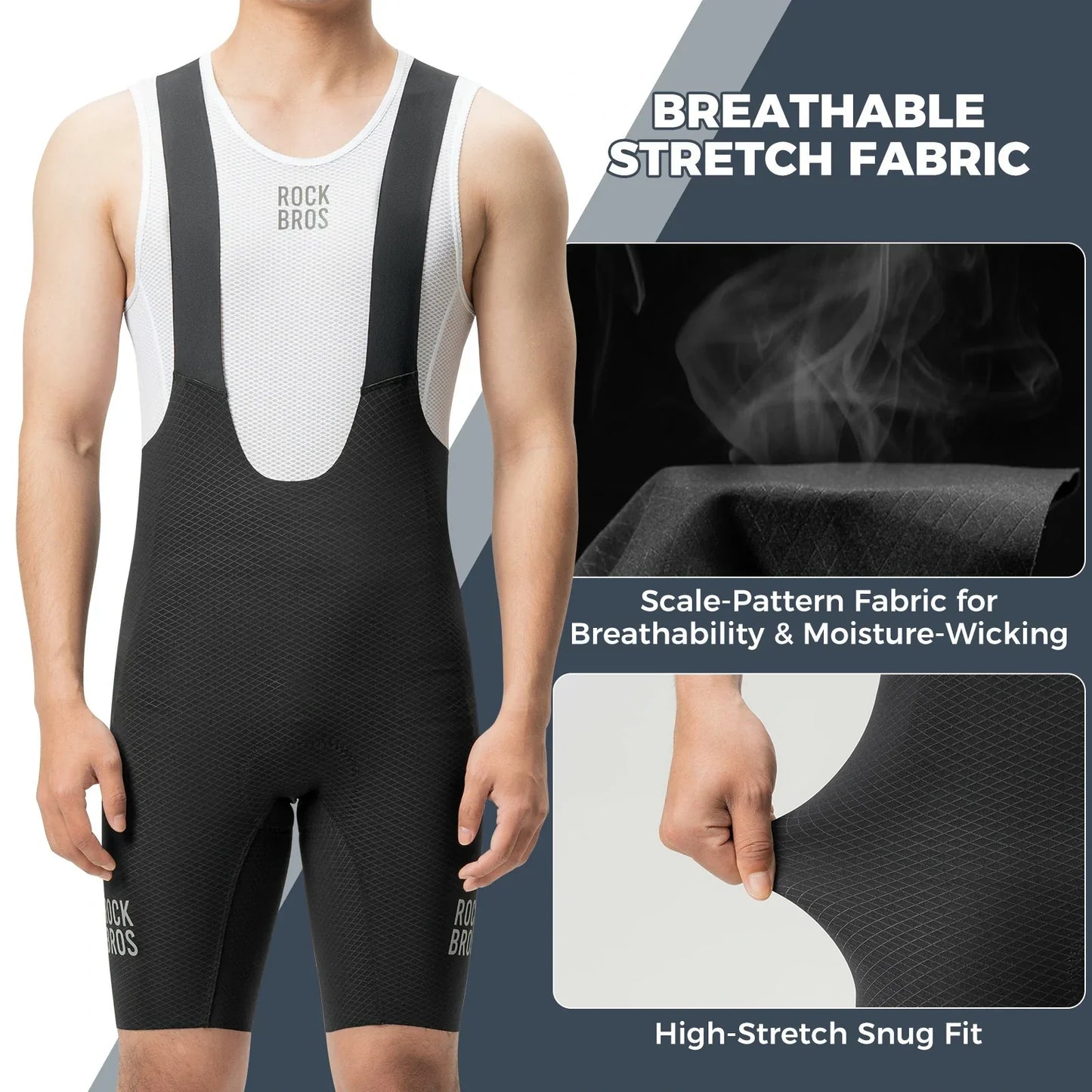 Men's Cycling Bib Shorts with 3D Padding Breathable Stretch Fabric