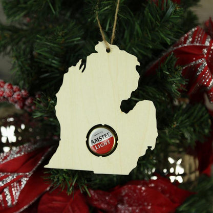 Michigan Beer Cap Map Ornaments