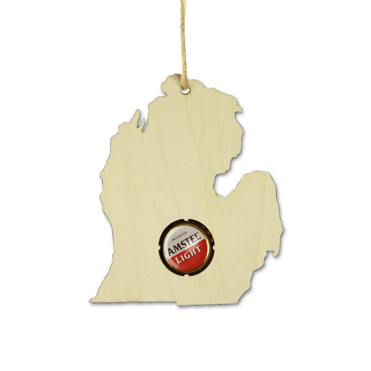 Michigan Beer Cap Map Ornaments