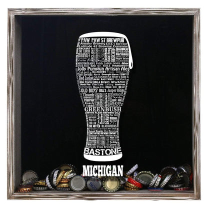 Michigan Beer Typography Shadow Box