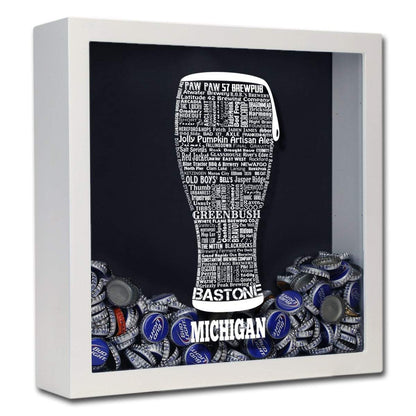 Michigan Beer Typography Shadow Box