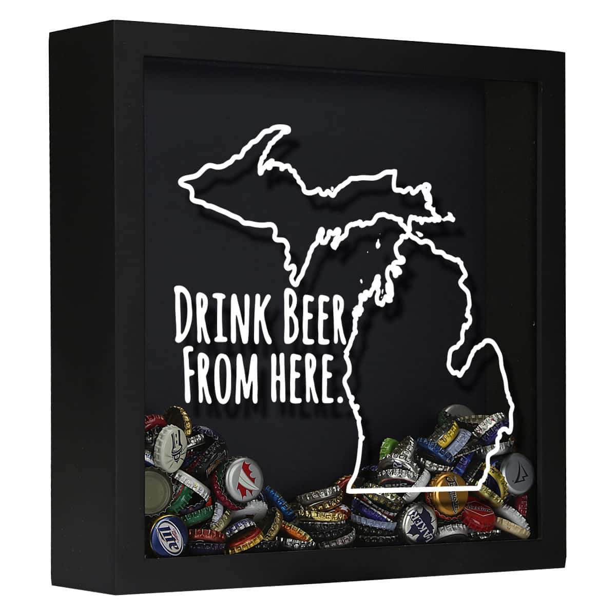 Michigan Drink Beer From Here Beer Cap Shadow Box