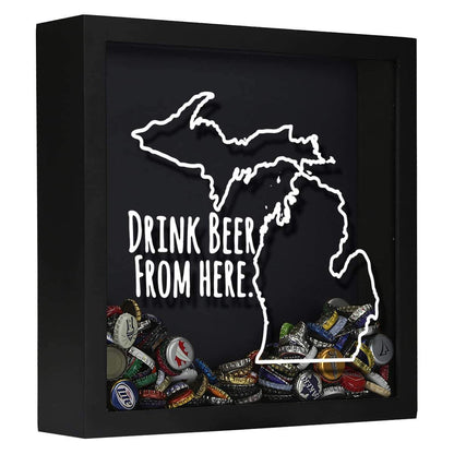 Michigan Drink Beer From Here Beer Cap Shadow Box