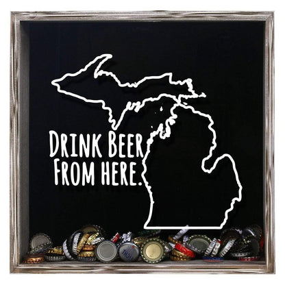 Michigan Drink Beer From Here Beer Cap Shadow Box