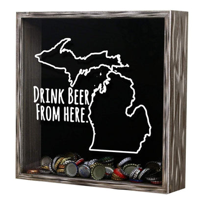Michigan Drink Beer From Here Beer Cap Shadow Box