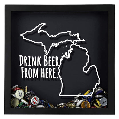 Michigan Drink Beer From Here Beer Cap Shadow Box