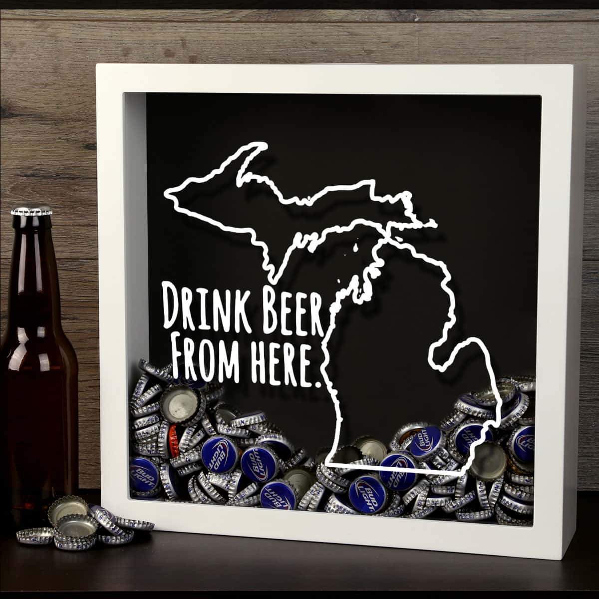 Michigan Drink Beer From Here Beer Cap Shadow Box