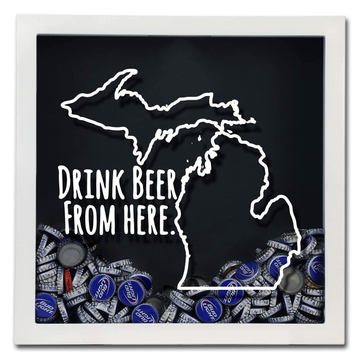 Michigan Drink Beer From Here Beer Cap Shadow Box
