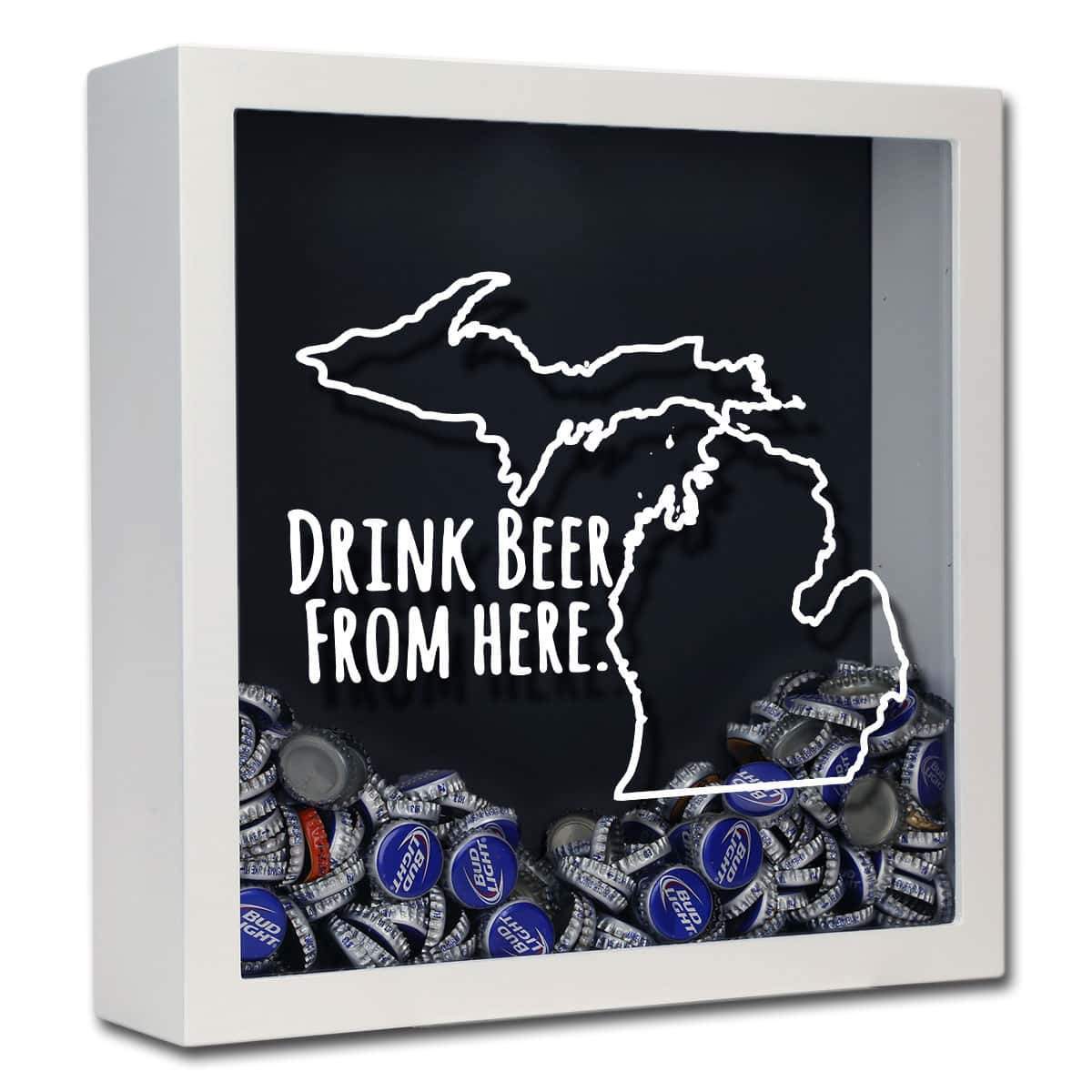 Michigan Drink Beer From Here Beer Cap Shadow Box