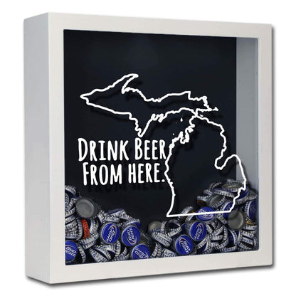 Michigan Drink Beer From Here Beer Cap Shadow Box