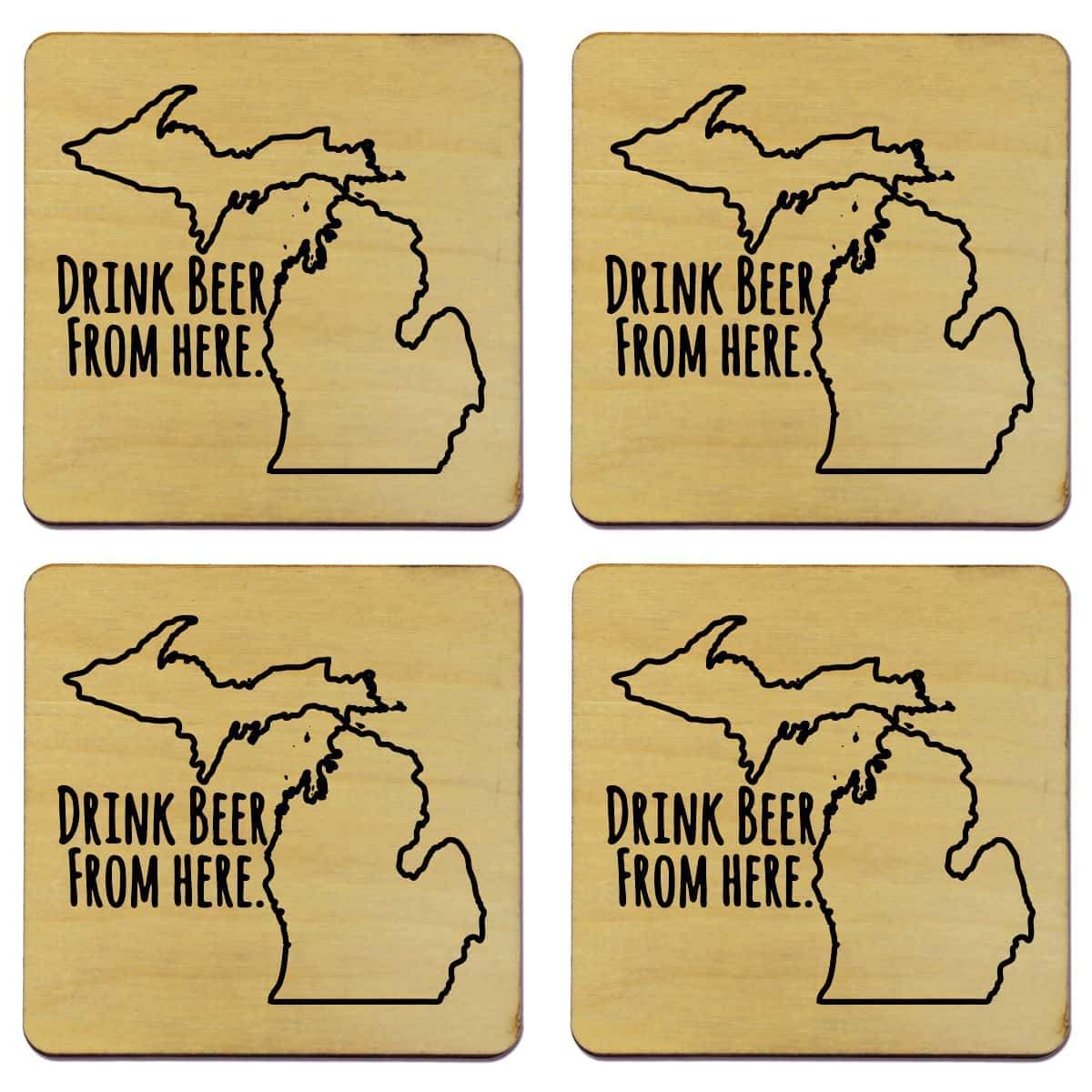 Michigan Drink Beer From Here Coasters