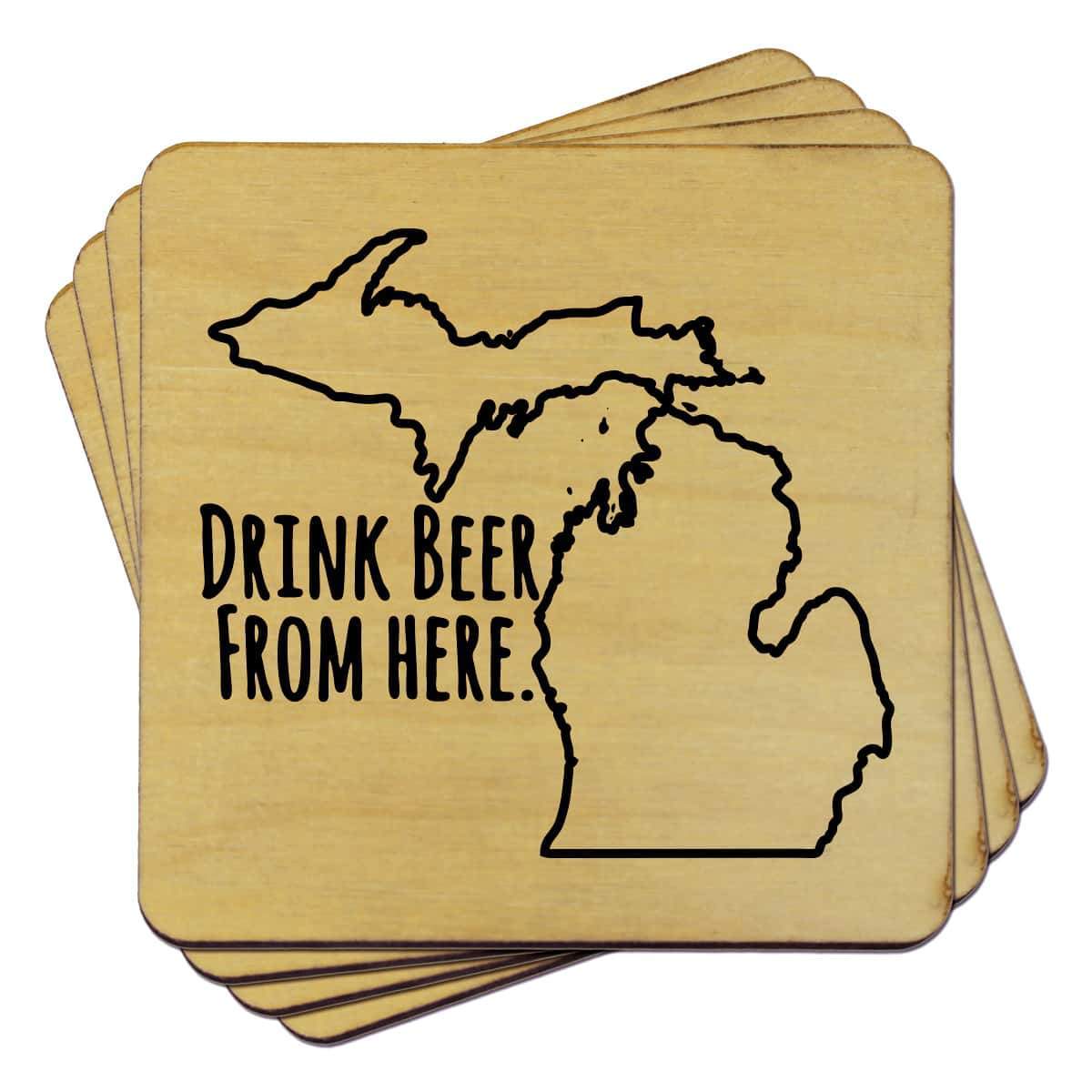Michigan Drink Beer From Here Coasters