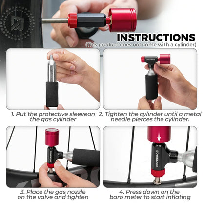 CO2 Bike Tire Inflator with Pressure Gauge for Presta & Schrader Valves