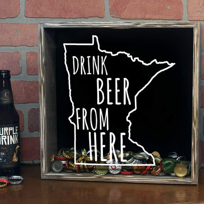 Minnesota Drink Beer From Here Beer Cap Shadow Box