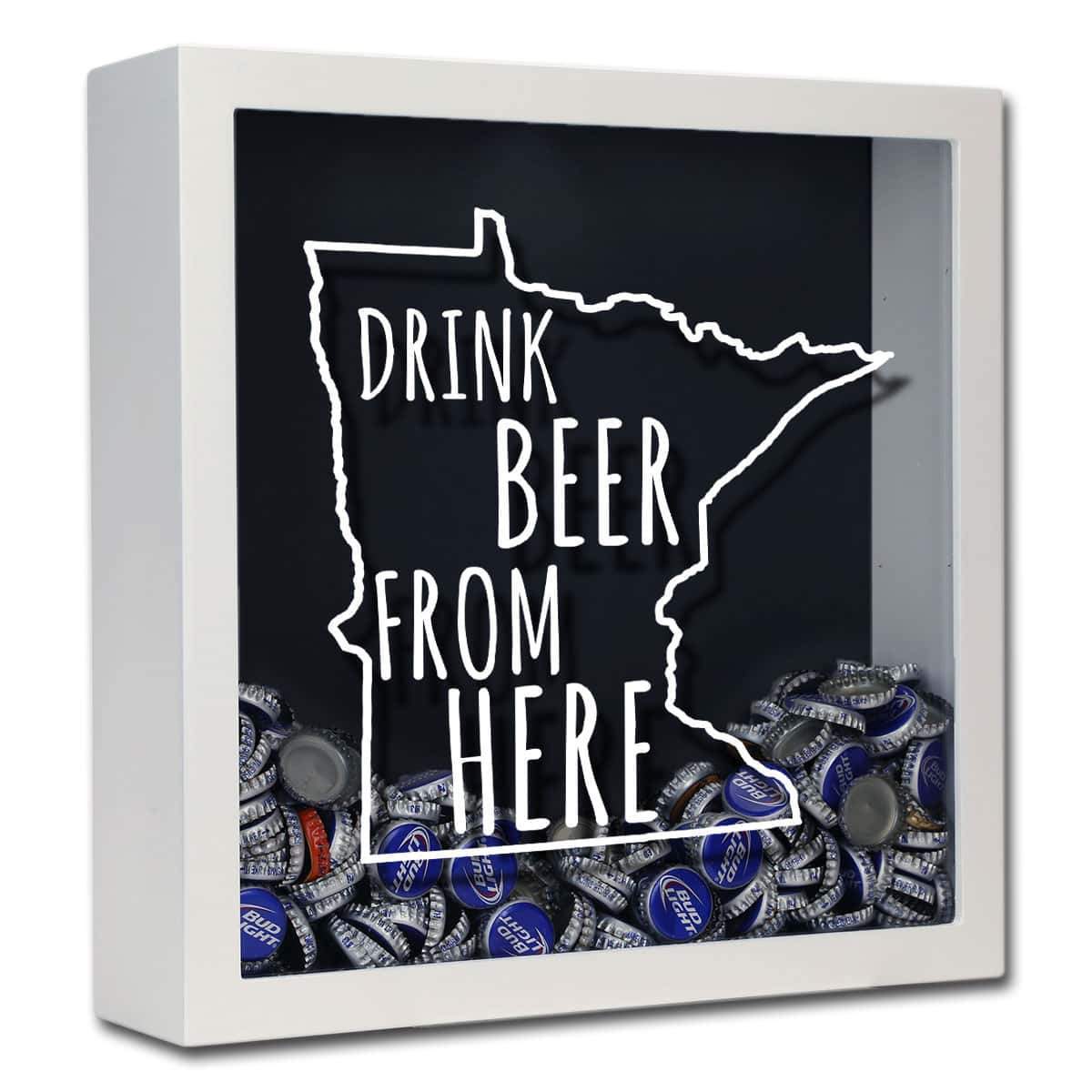 Minnesota Drink Beer From Here Beer Cap Shadow Box
