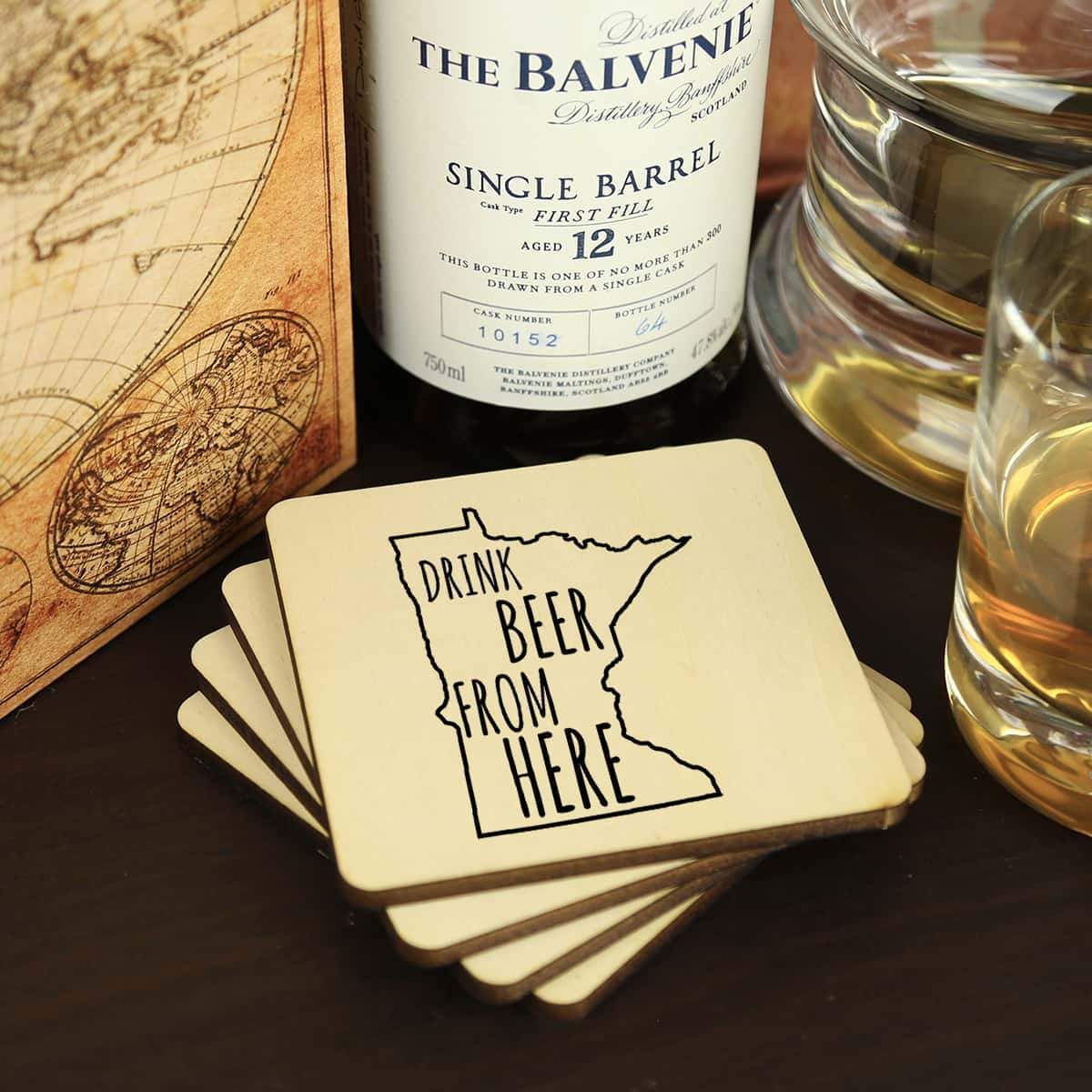 Minnesota Drink Beer From Here Coasters