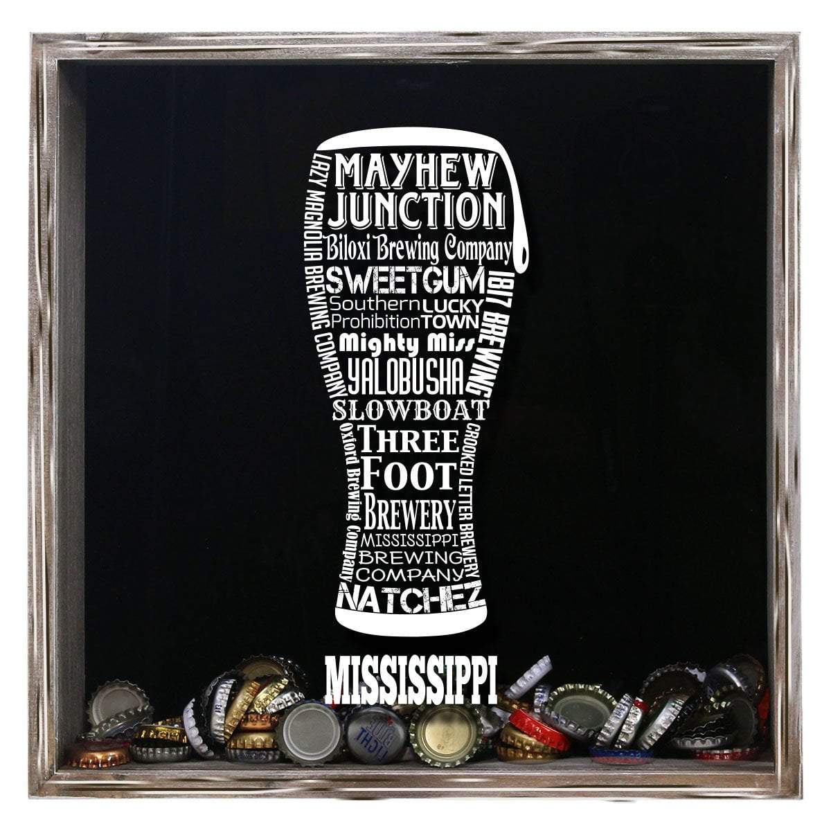 Mississippi Beer Typography Shadow Box